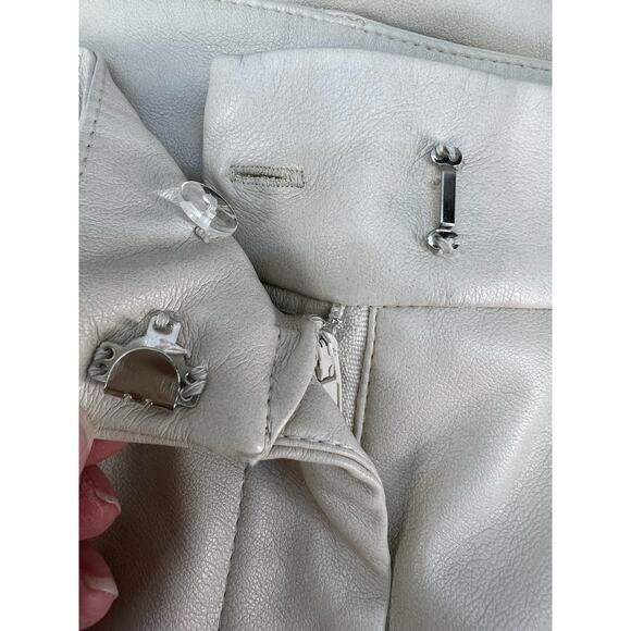 7 For All Mankind Pants Women's Size L Light Beige Faux Leather Wide Leg - Picture 8 of 11